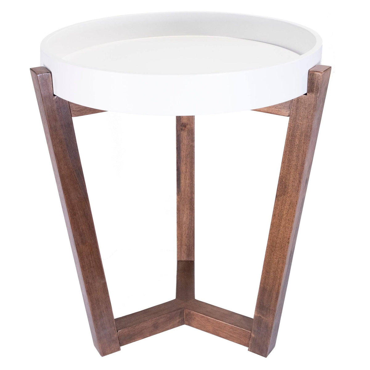 Modern Wood Round Accent Table - White P2621
