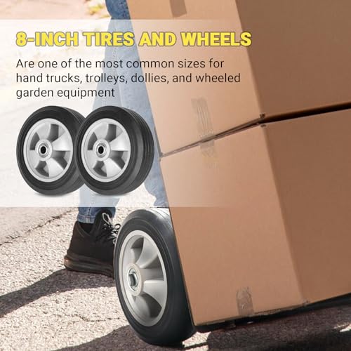 8" x 2" Flat Free Solid Rubber Tire and Wheel with 2" Offset Hub H841