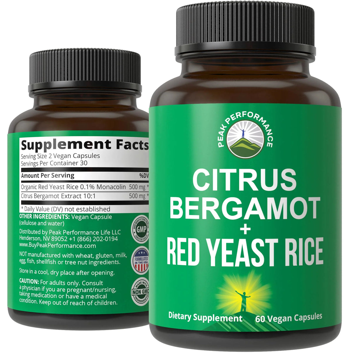 Citrus Bergamot Red Yeast Rice 2-in-1 Supplement Vegan Capsules W58679