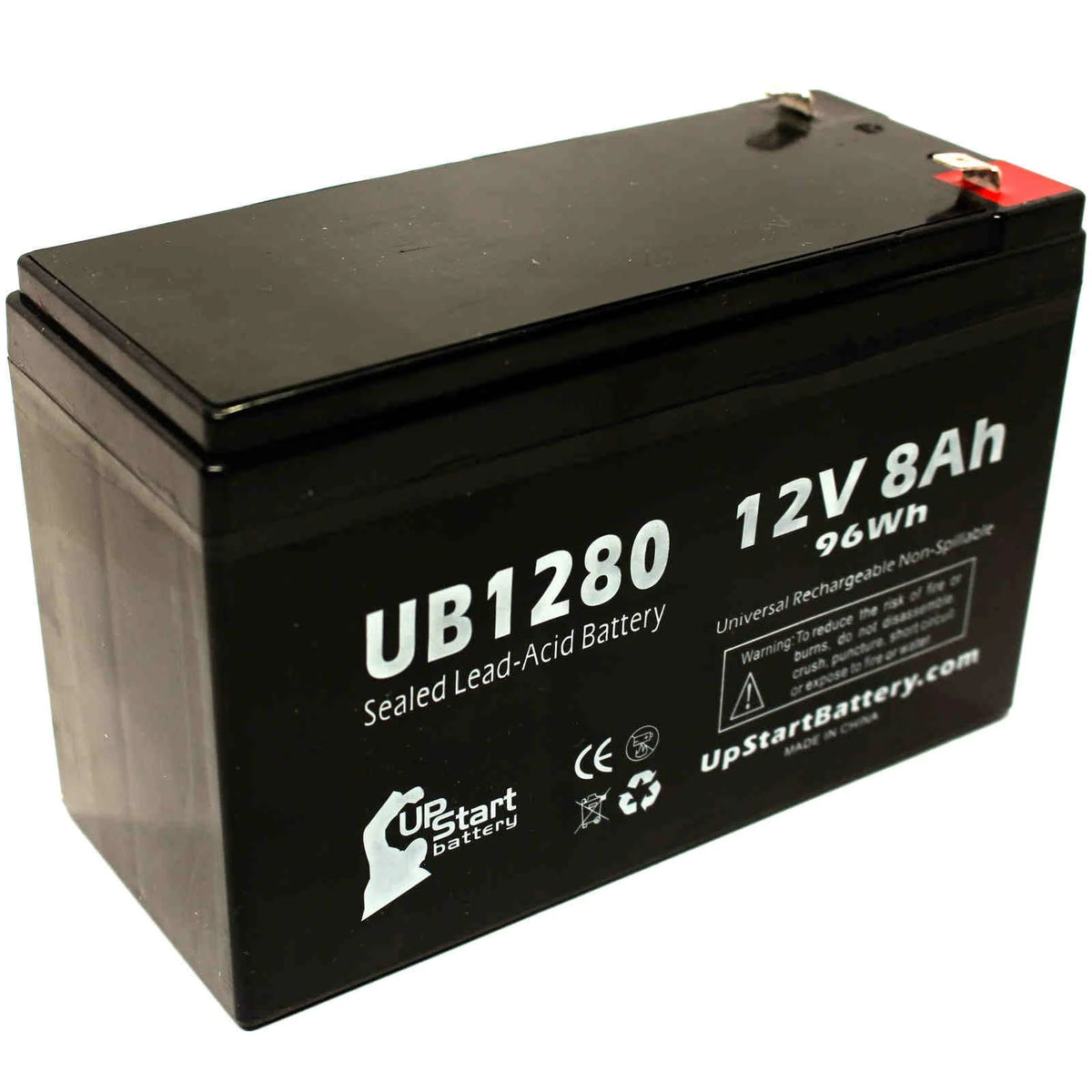 Replacement Sealed Lead Acid Battery (12V, 8Ah, 8000mAh, F1 Terminal, AGM, SLA) with TWO F1 to F2 Terminal Adapters C31048