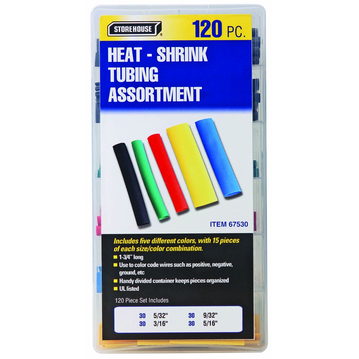 Heat-Shrink Tubing Assortment with Case, 120 Piece L7075
