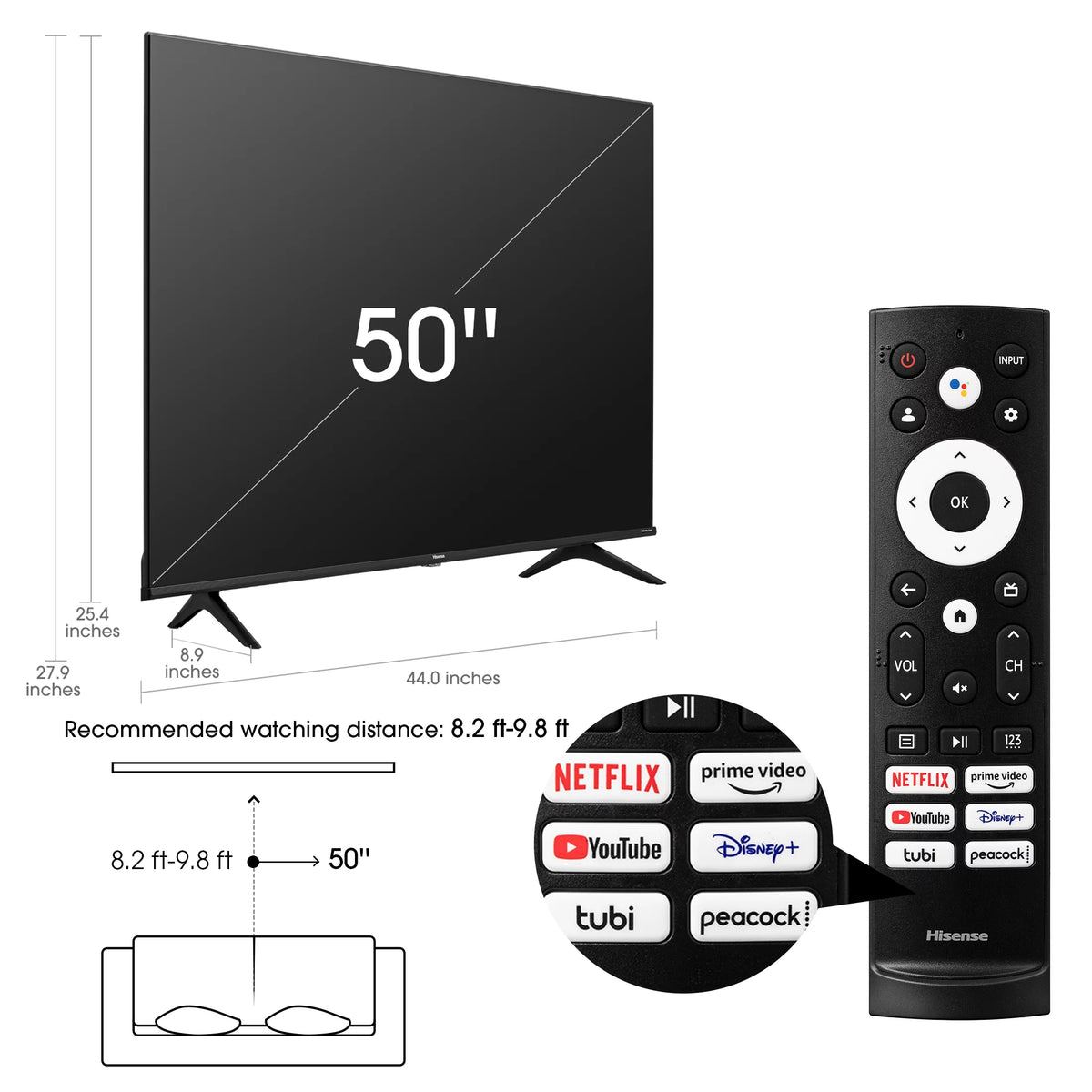 50" 4K UHD Google Smart TV HDR V1146