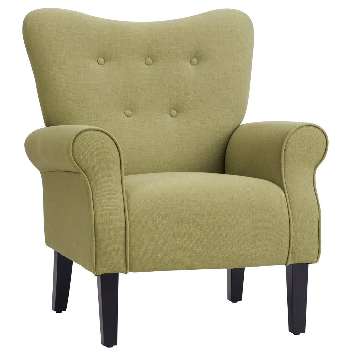 Blue Wing Back Accent Chair with Wooden Legs A863