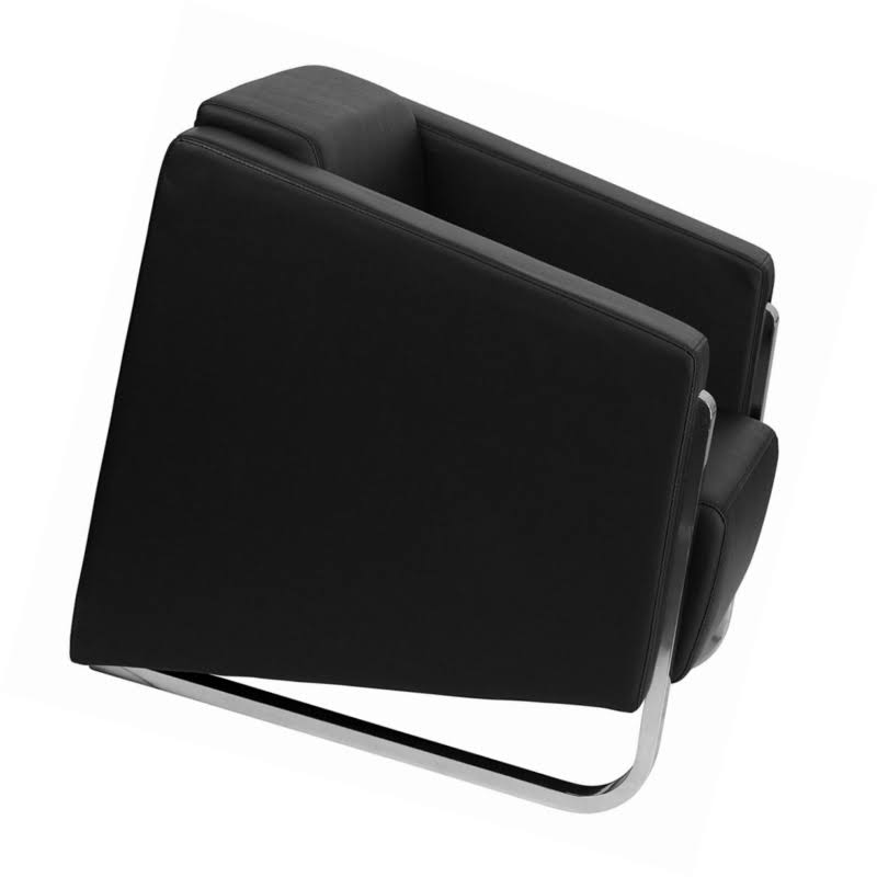 Black Leather Chair with Stainless Steel Frame Q1650