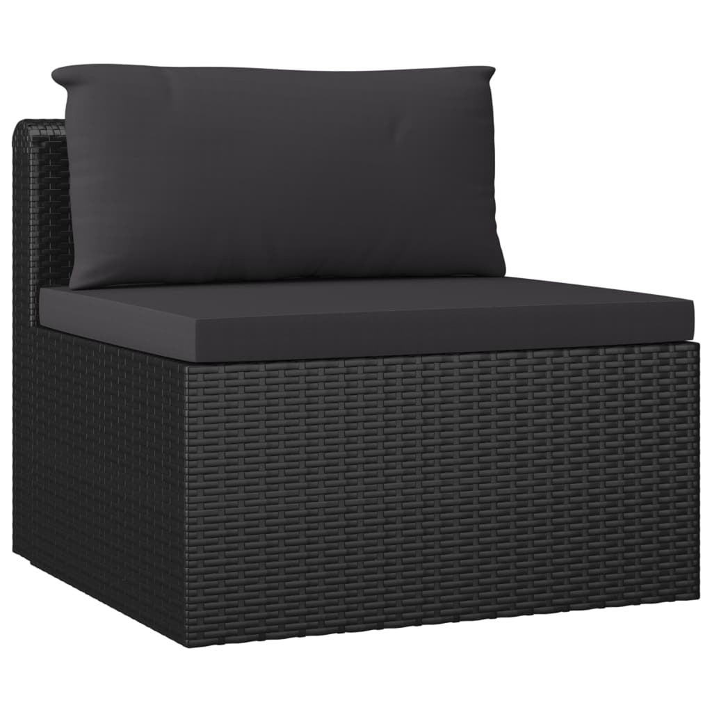 4 Piece Poly Rattan Patio Sofa Set with Cushions Black Z104