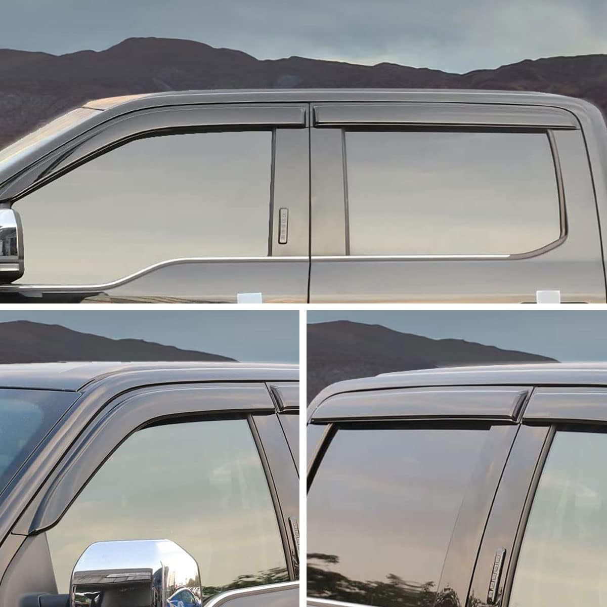 4-Piece Rain Guards Side Window Deflectors J975