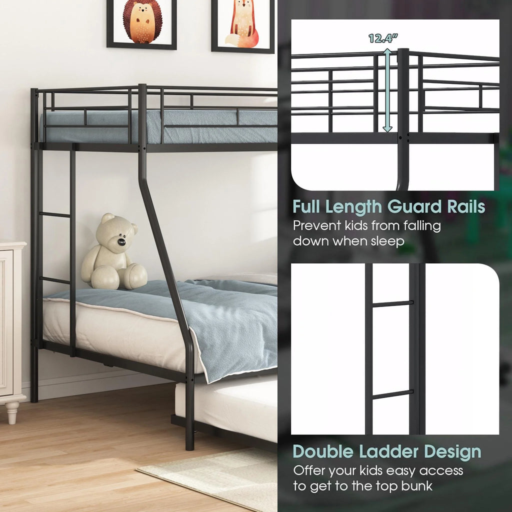 Black Metal Twin Over Twin Bunk Bed with Trundle F68713