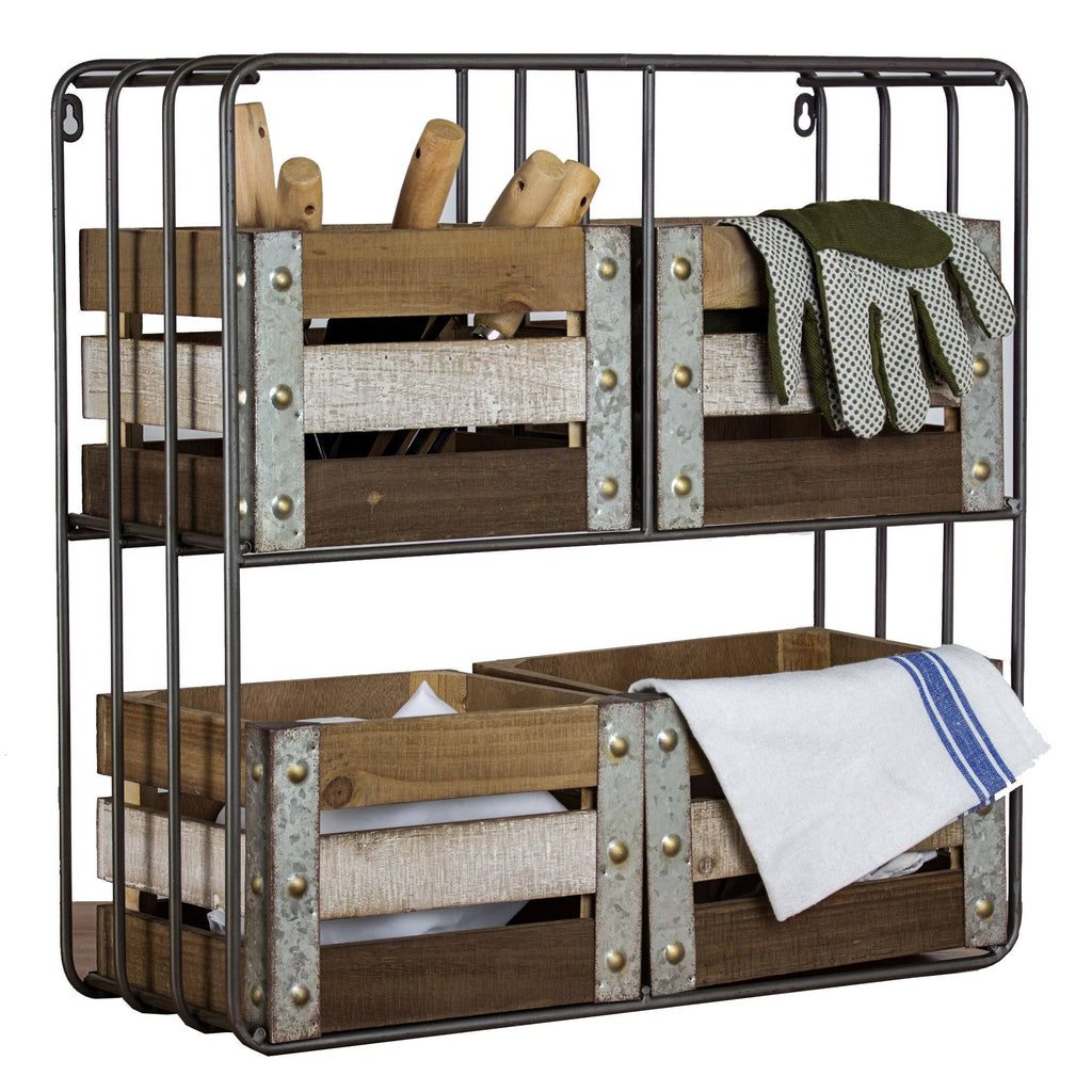 Farmhouse Shelf Organizer with Storage Bins K16550