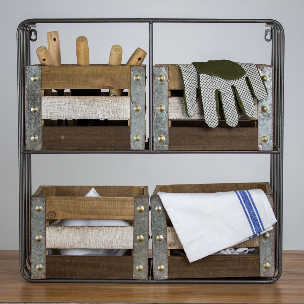 Farmhouse Shelf Organizer with Storage Bins K16550