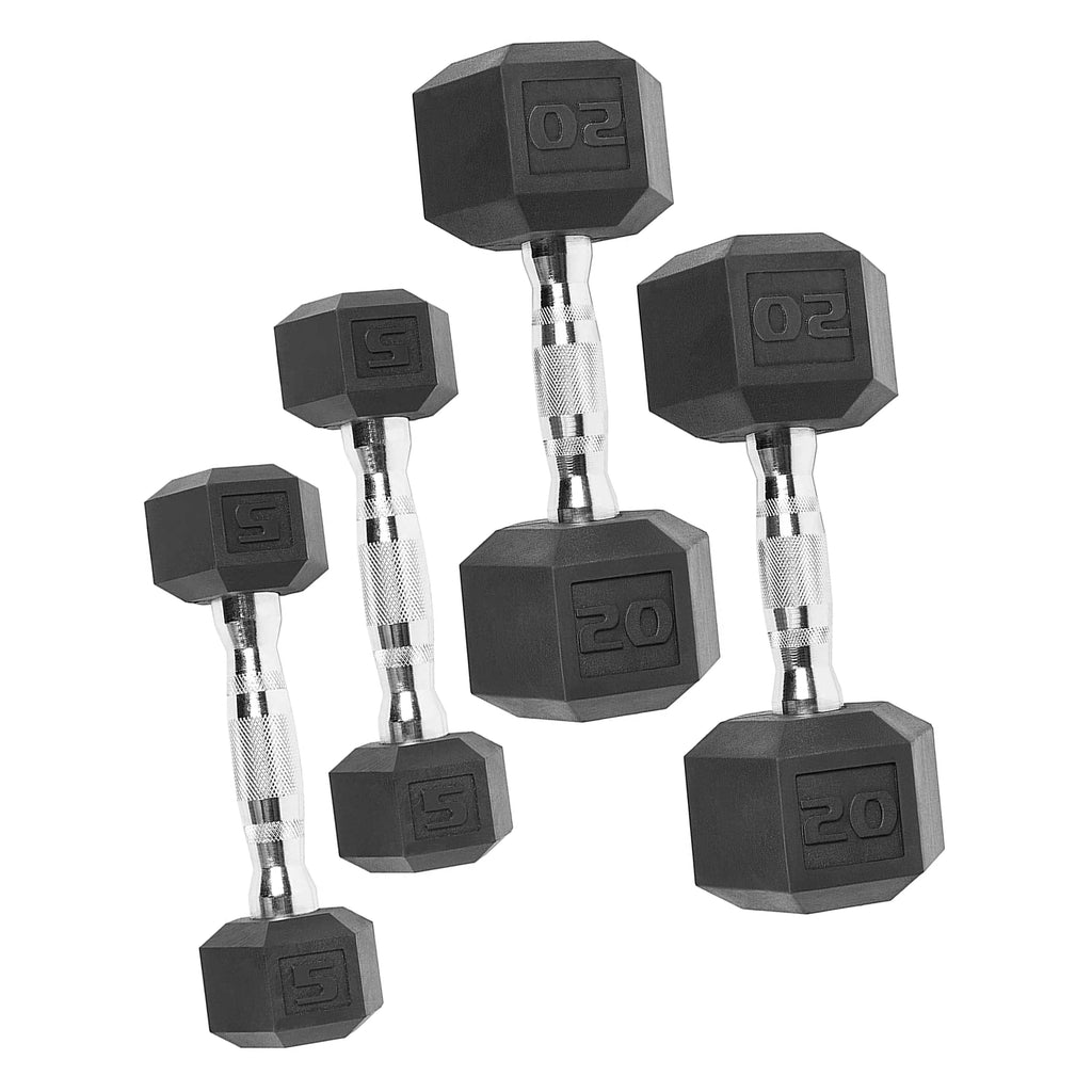 150 lb Coated Rubber Hex Dumbbell Weight Set with Rack N86753