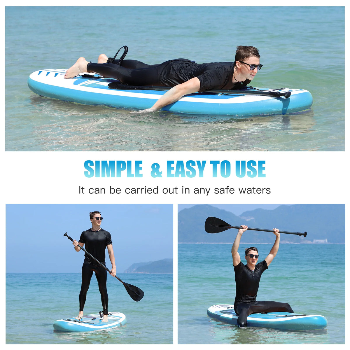 10' Inflatable Stand Up Paddle Board with Adjustable Paddle, Pump & Carrying Backpack B138