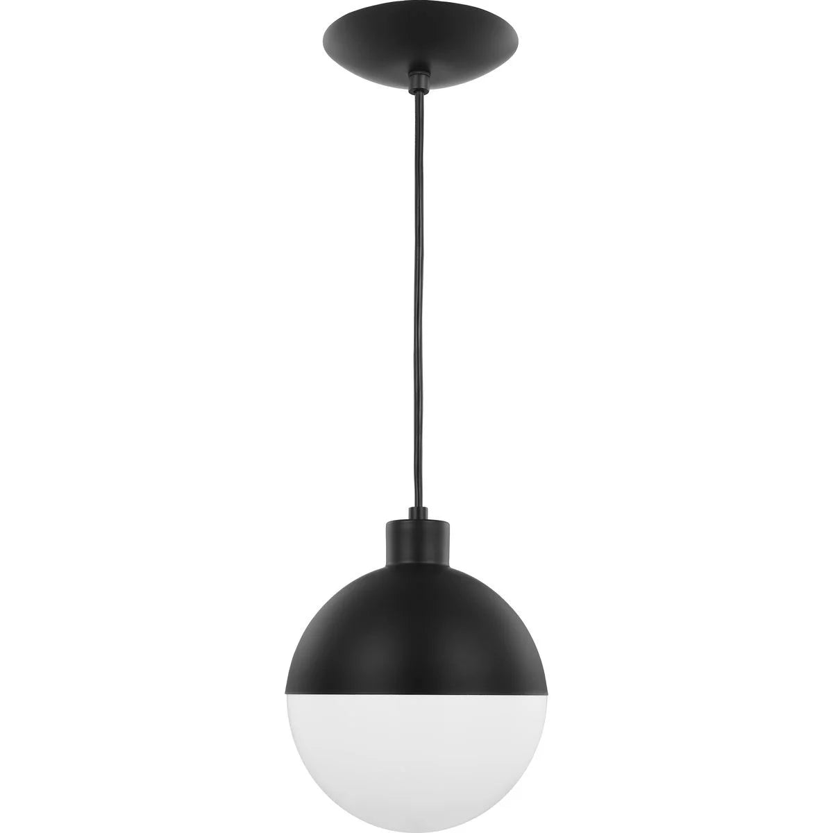 One-Light Matte Black Opal Glass Pendant Light D292573