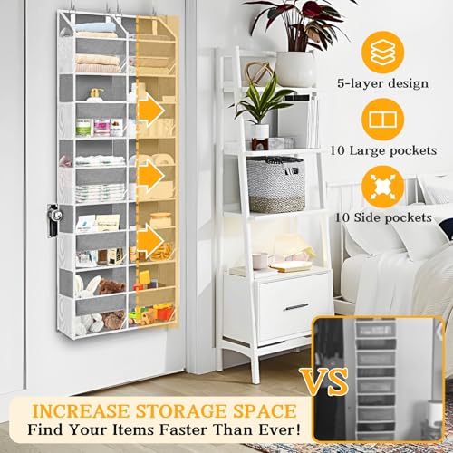 Light Grey 5-Tier Over The Door Hanging Storage Organizer I1457
