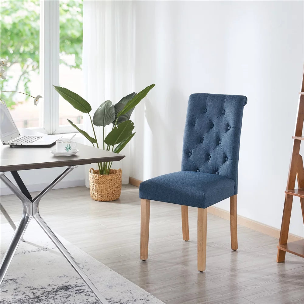Blue Fabric Upholstered Dining Chair Set of 2 D521708