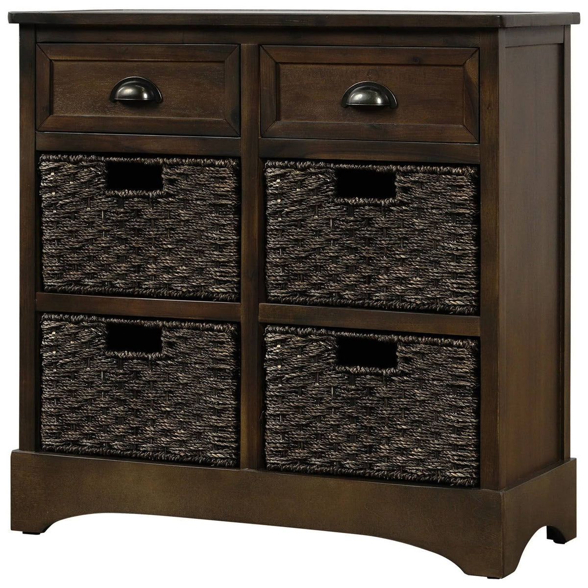 Rustic Storage Cabinet with 2 Drawers and 4 Fabric Basket N849955
