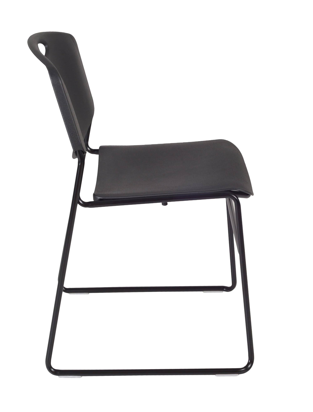 Beige Square Breakroom Table with 4 Black Stack Chairs C7165