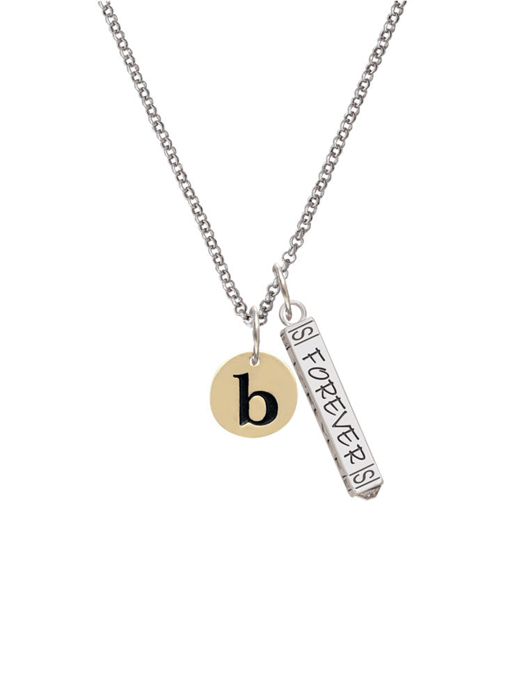 Goldtone Disc Initial Bar Charm Necklace, 23" Q7267