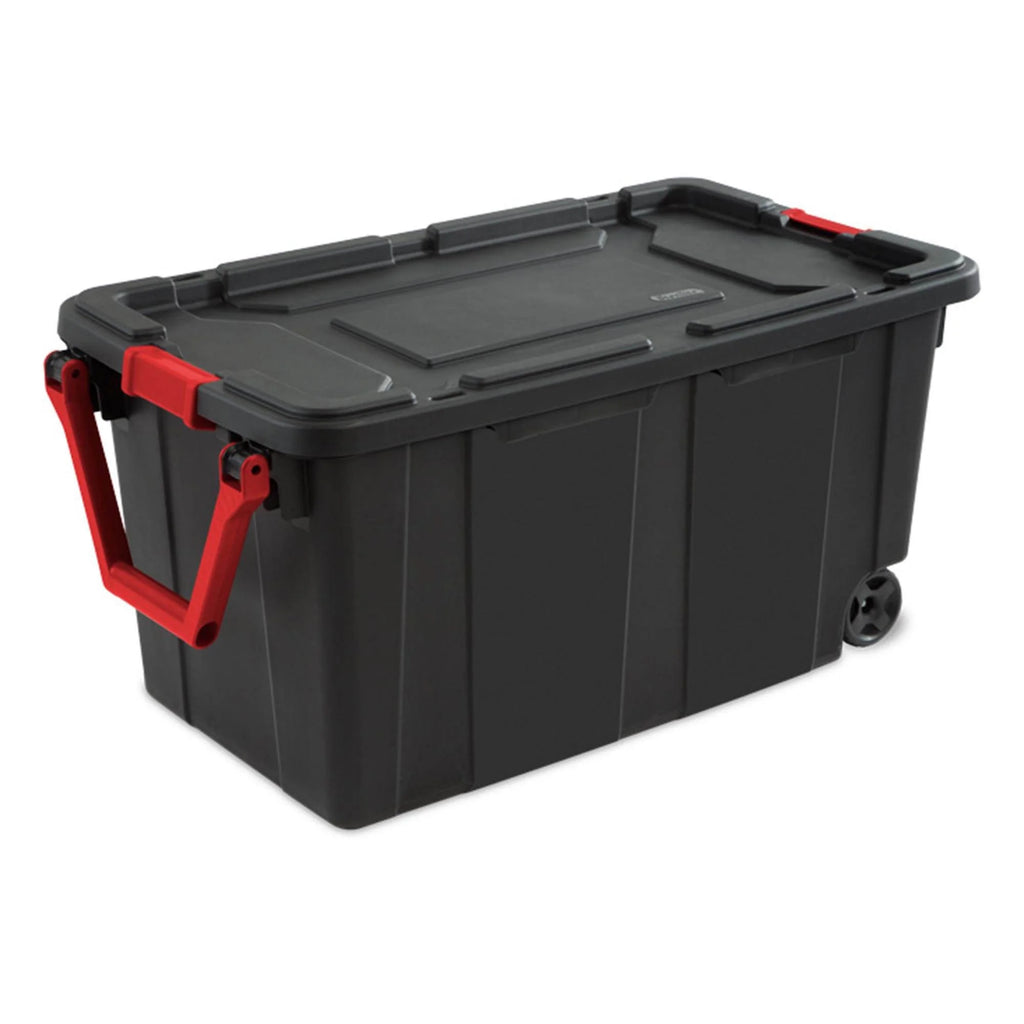 Black 8 Pack 40 Gallon Wheeled Storage Tote D2809