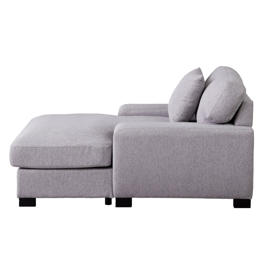 Gray Velvet Oversized Chaise Lounger Sleeper Sofa R758