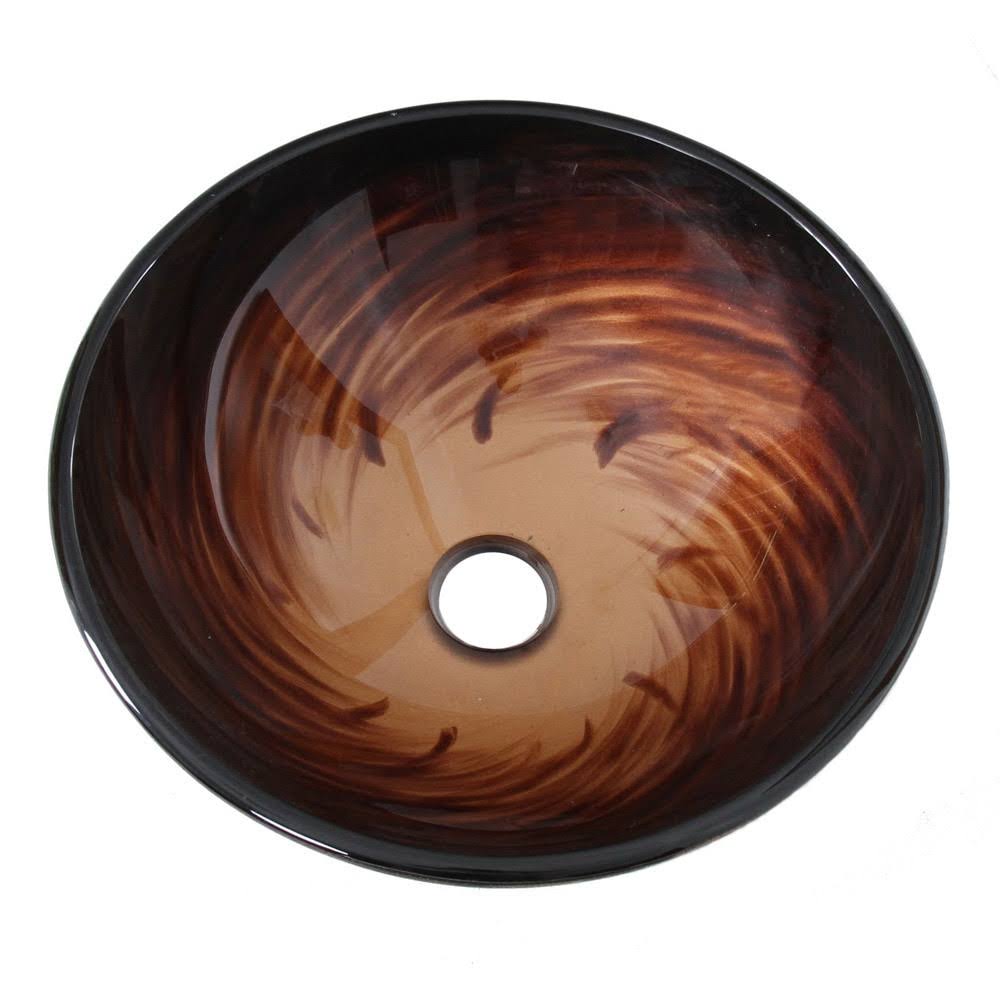 Brown Glass Vessel Sink and Waterfall Faucet O855818