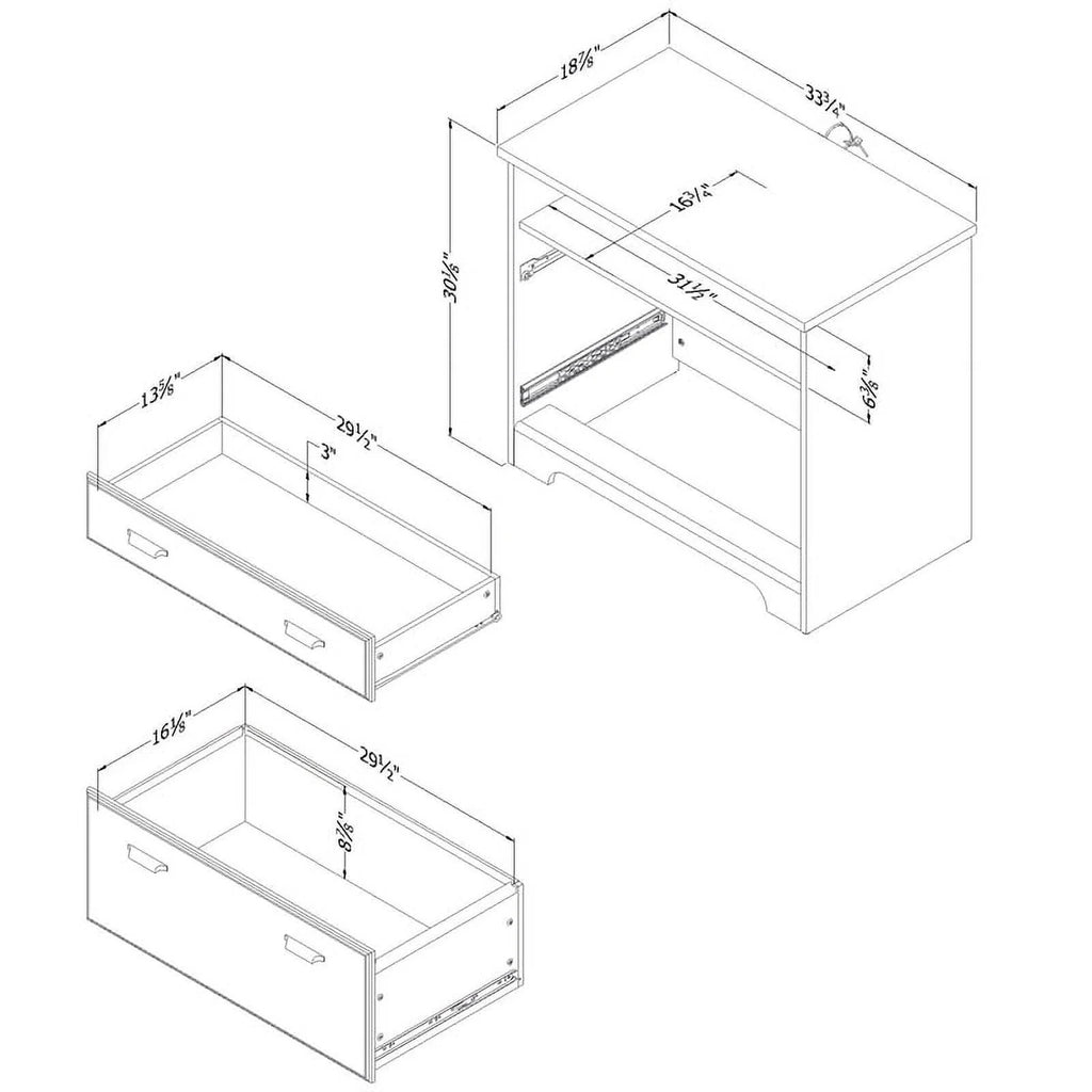 Gray Maple Desk with Hutch and 2-Drawer File Cabinet Set L68705