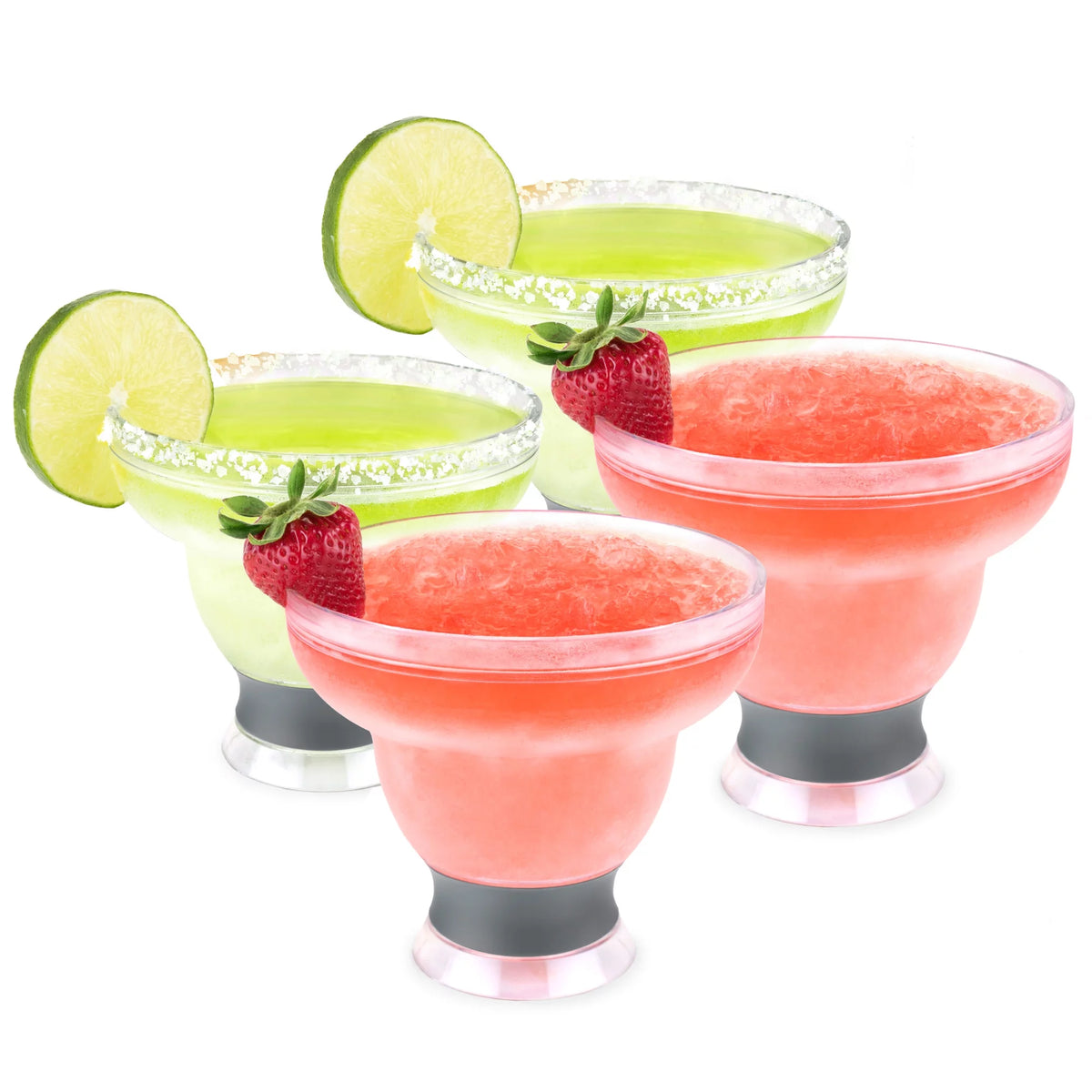 Grey Double Wall Plastic Margarita Glasses Set of 4 X7029