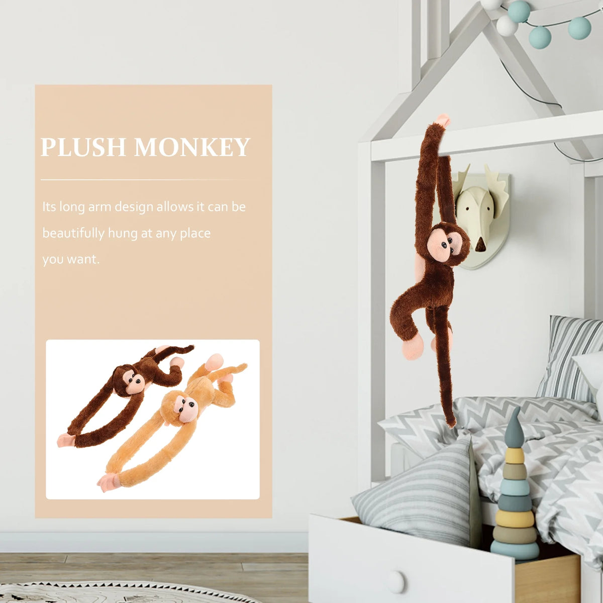 2Pcs Hanging Plush Monkey Doll Stuffed Animal Toy H17885