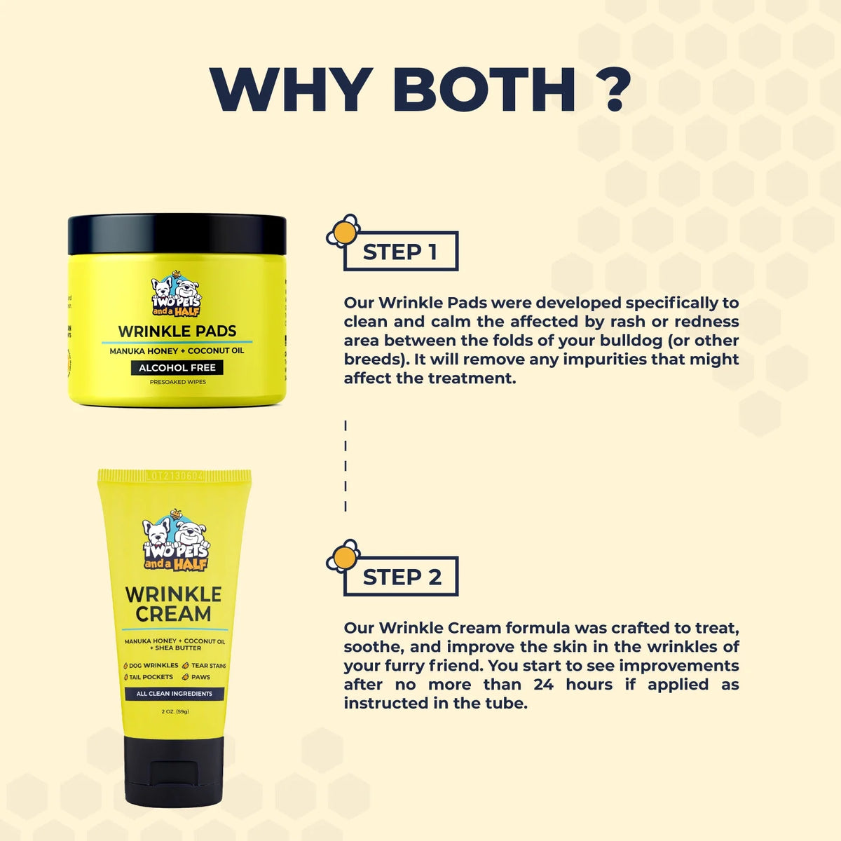 2 Oz Wrinkle Cream and 50 Wrinkle Wipes for Bulldogs V397