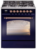 Blue Dual Fuel Natural Gas Range with Copper Trim J904