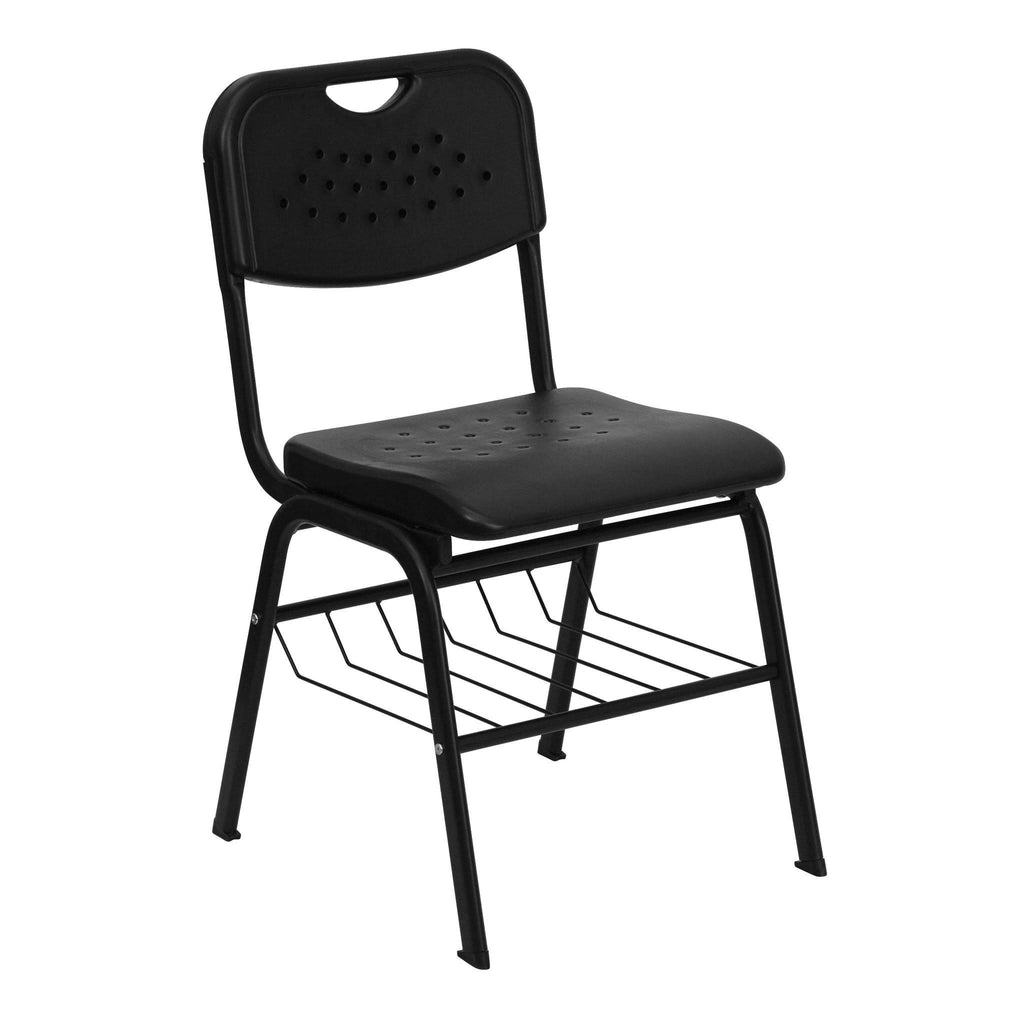 Black Frame Plastic Chair with Book Basket L690490