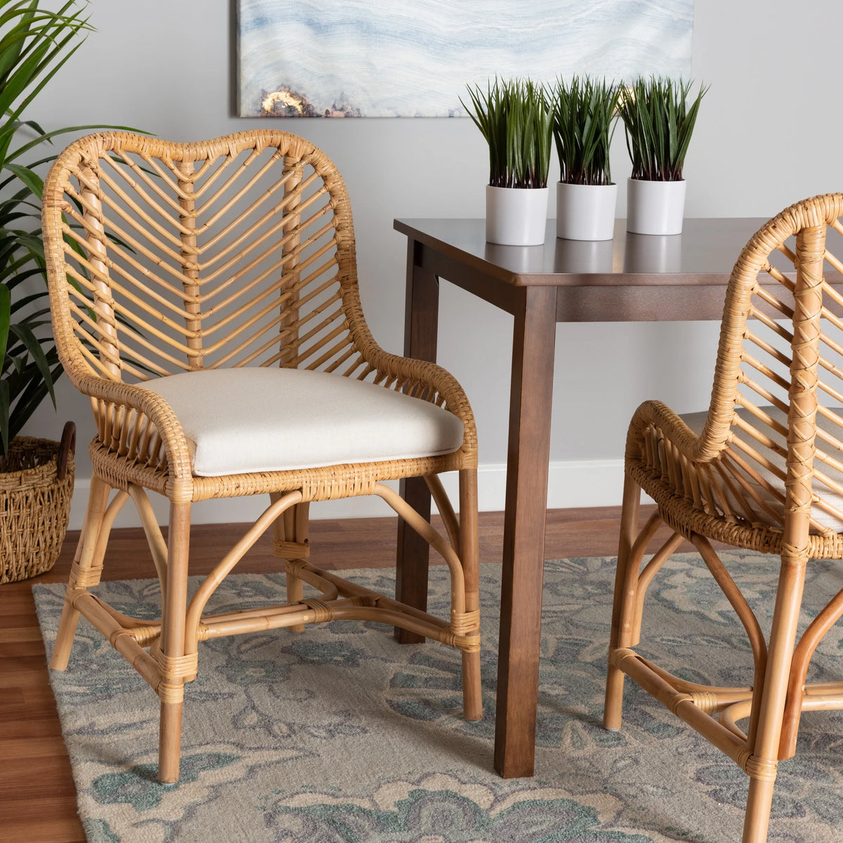 Natural Brown Rattan Dining Chair Q815725