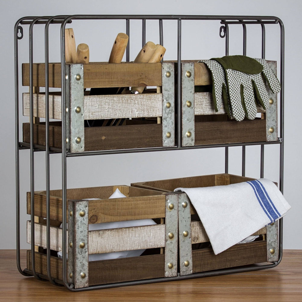 Farmhouse Shelf Organizer with Storage Bins K16550
