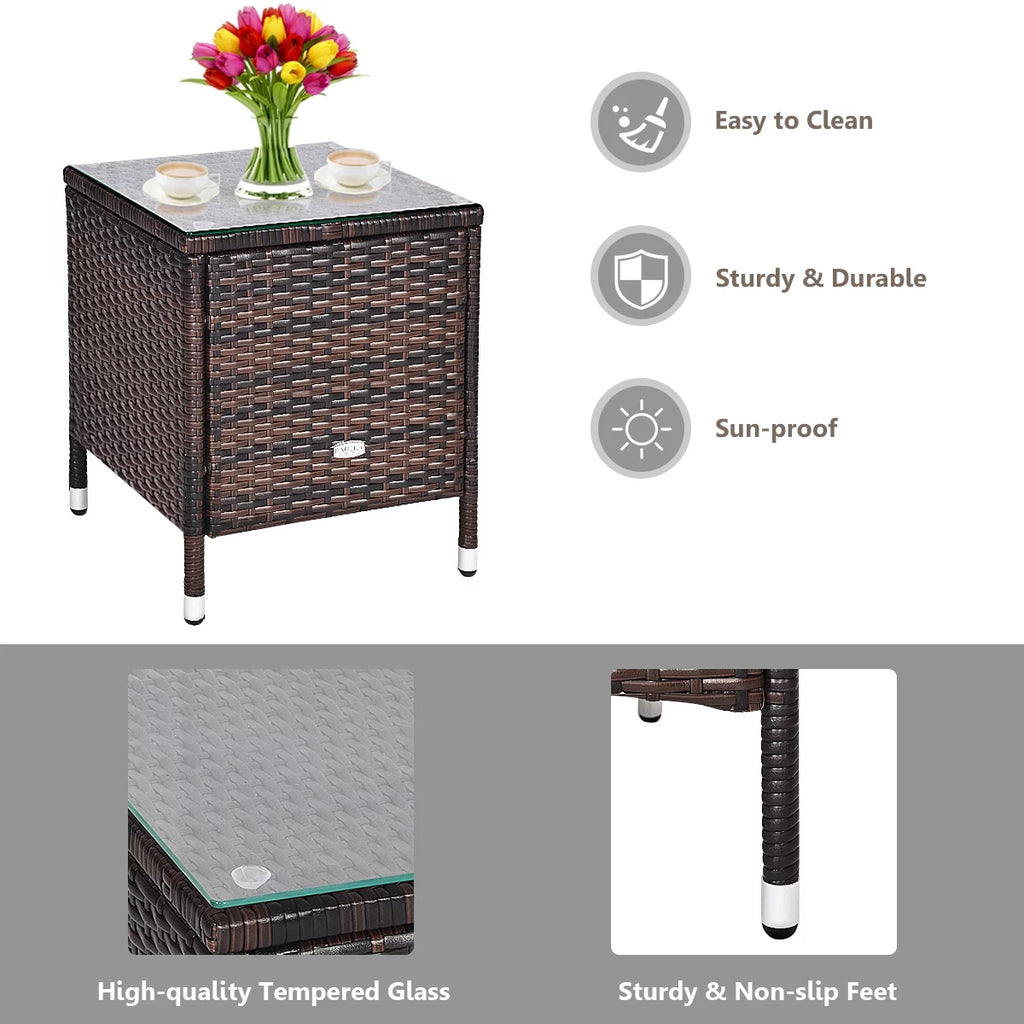 Outdoor Rattan Conversation Set 3 Pieces Q28404