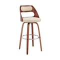 Cream and Brown 26 inch Leatherette Barstool with Cut Out Back O898180