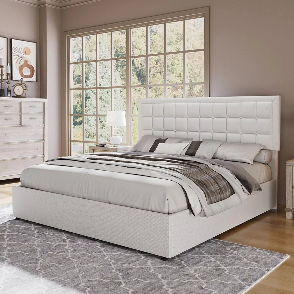 King Size Lift Up Storage Upholstered Platform Bed Frame K929464