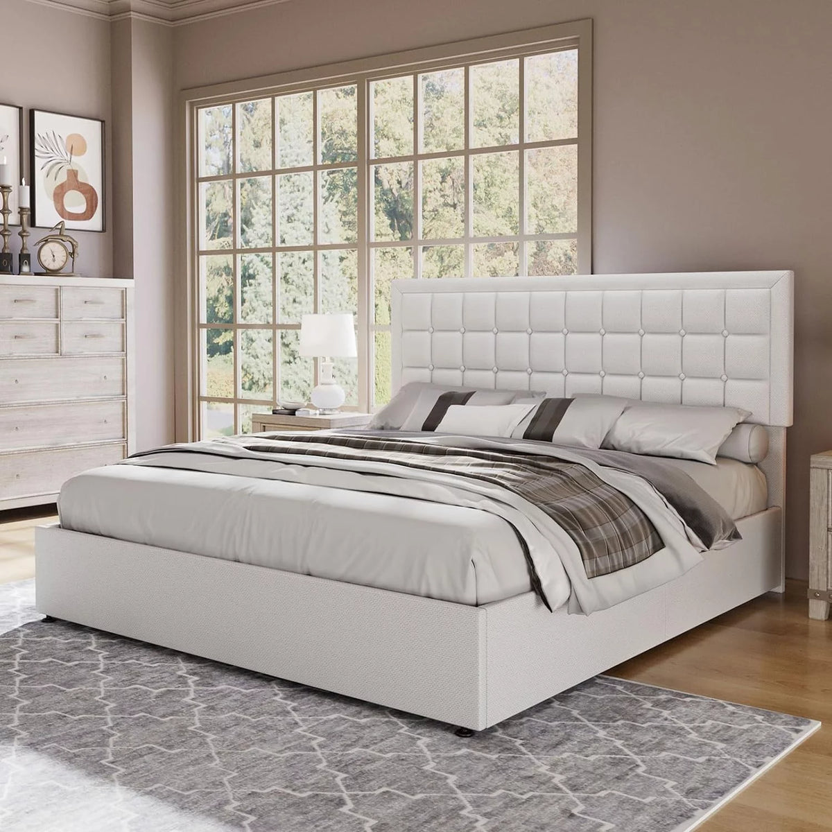 King Size Lift Up Storage Upholstered Platform Bed Frame K929464