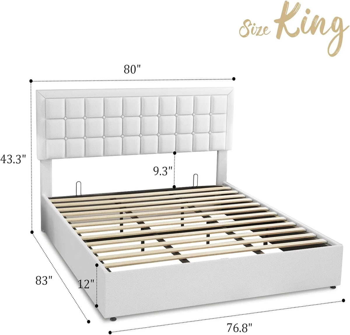 King Size Lift Up Storage Upholstered Platform Bed Frame K929464