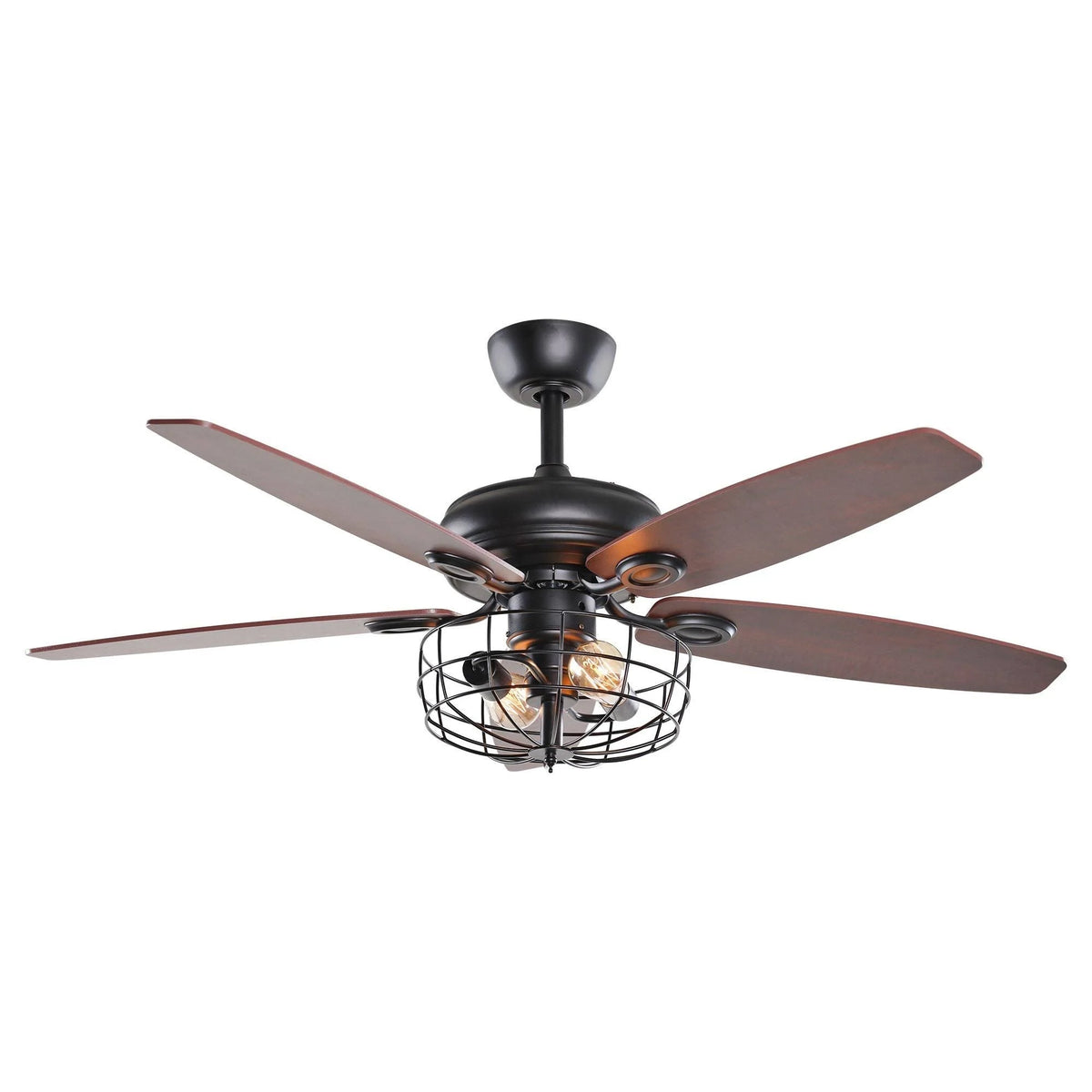 Black Metal Caged Ceiling Fan with Light Kit P25602