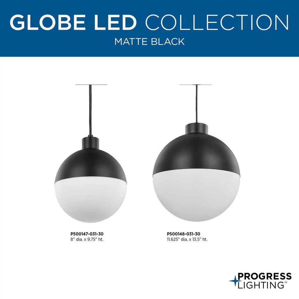 One-Light Matte Black Opal Glass Pendant Light D292573