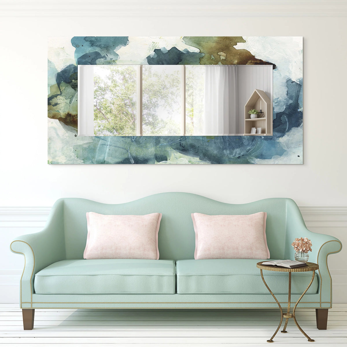 Blue Sky Rectangular Beveled Mirror Tempered Art Glass 72" x 36" N9708