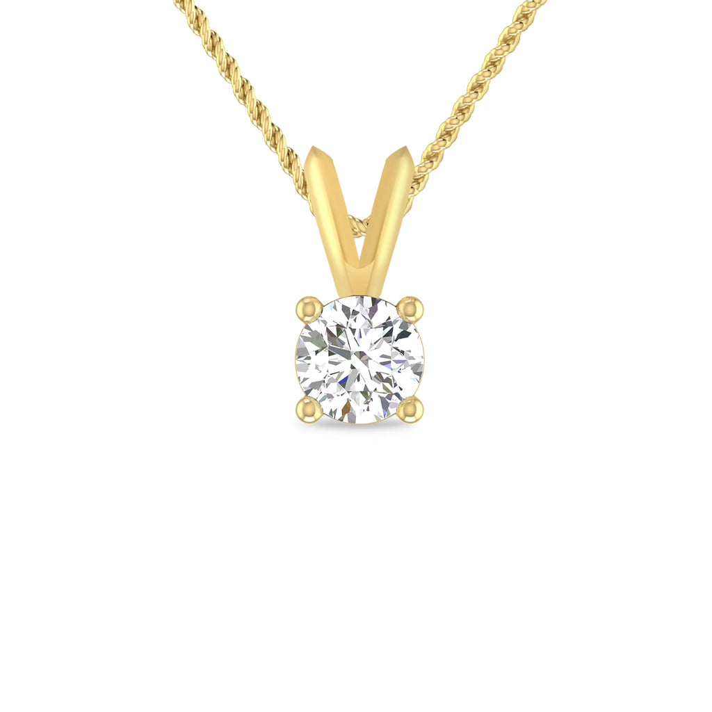 10K Yellow Gold Diamond Solitaire Pendant Necklace J16626