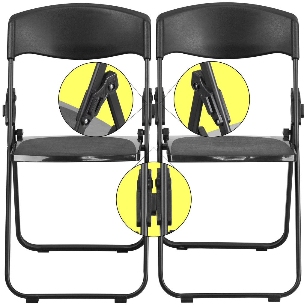2 Pack Heavy Duty Black Plastic Folding Chair S624091