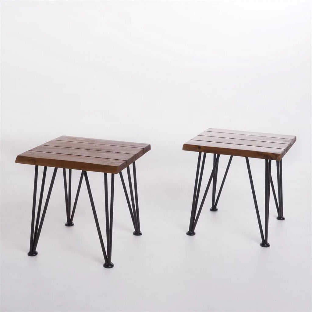Acacia Wood Outdoor Side Tables Set of 2 A9956