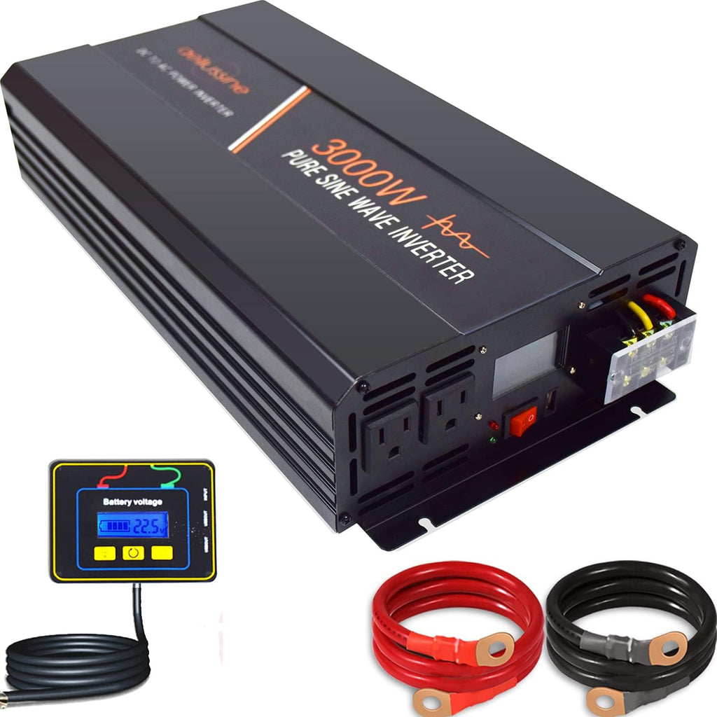 3000 Watt Pure Sine Wave Inverter 24 Volt DC to AC 110V 120V with LCD Display N199