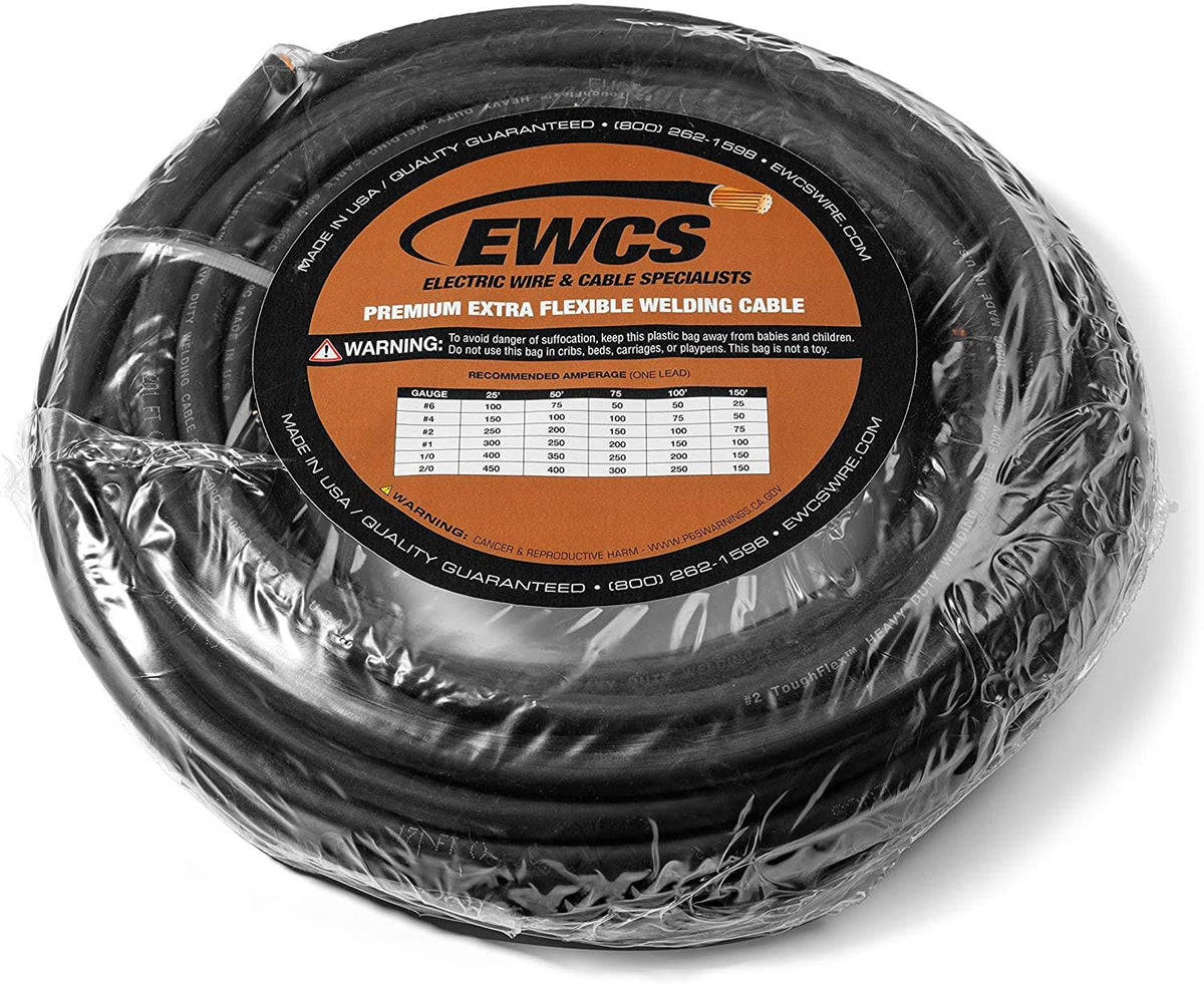 4 Gauge Extra Flexible Welding Cable 600 Volt Black 50 Feet D460