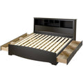 Black Wooden King Bookcase Platform Storage Bed O308418