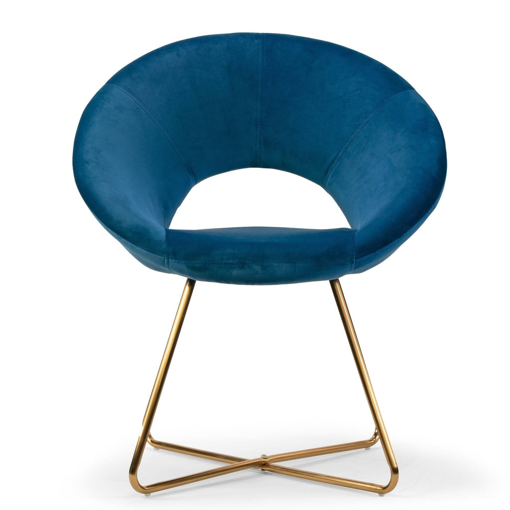 Blue Velvet Dining Chair with Metal Legs Y30369