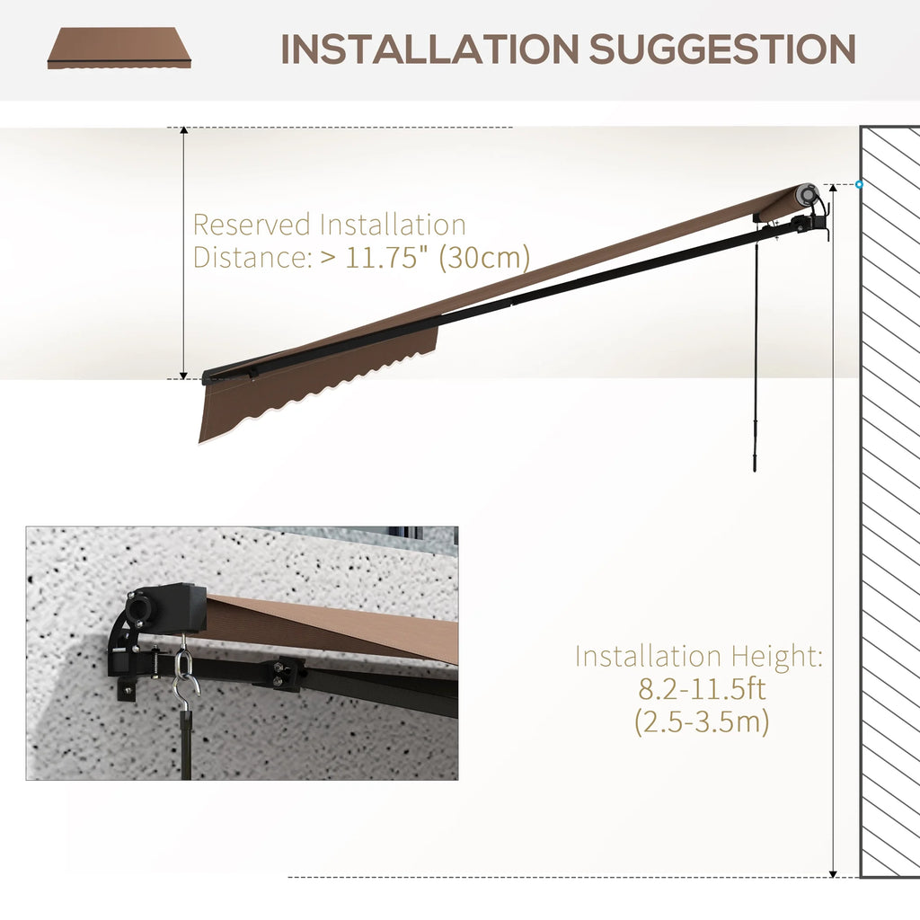Coffee Patio Retractable Awning Sunshade Shelter C20191