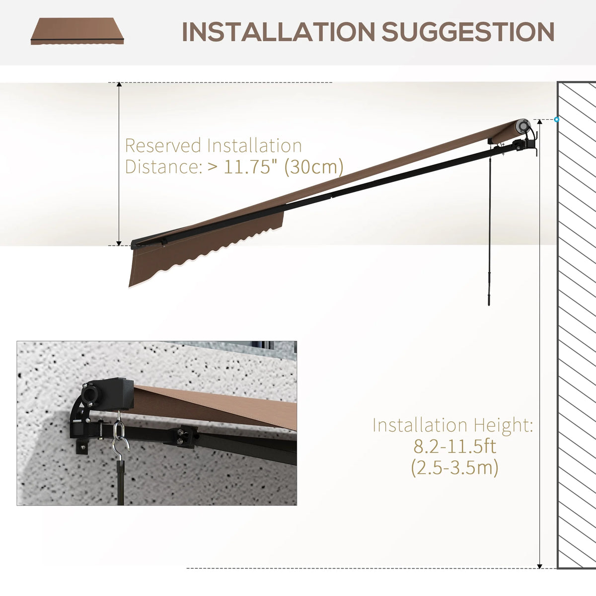 Coffee Patio Retractable Awning Sunshade Shelter C20191