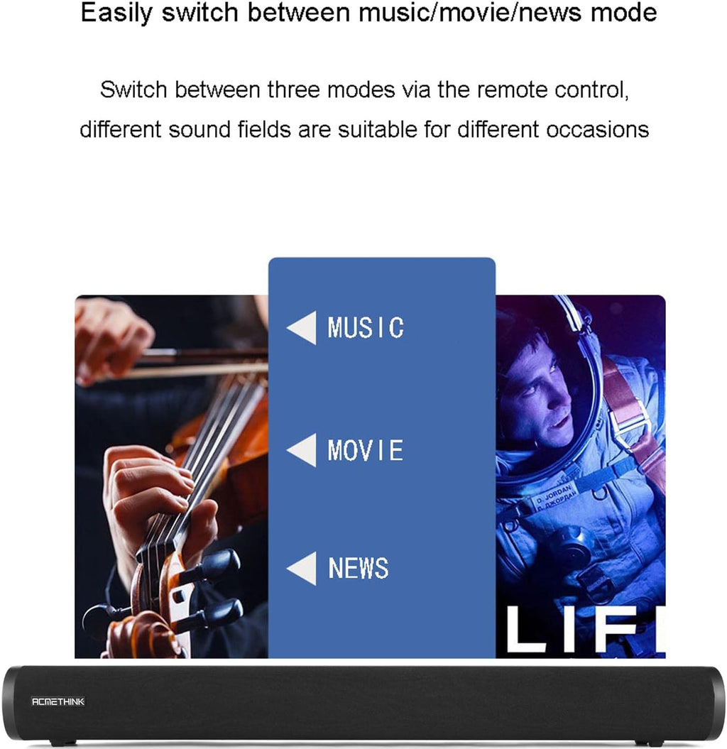 24-Inch Sound Bar with Bluetooth 5.0, USB, AUX/RCA, Optical, HDMI ARC, Pack of 2 I574451
